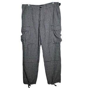 Stussy Black and White Houndstooth Print Cargo Pants W32